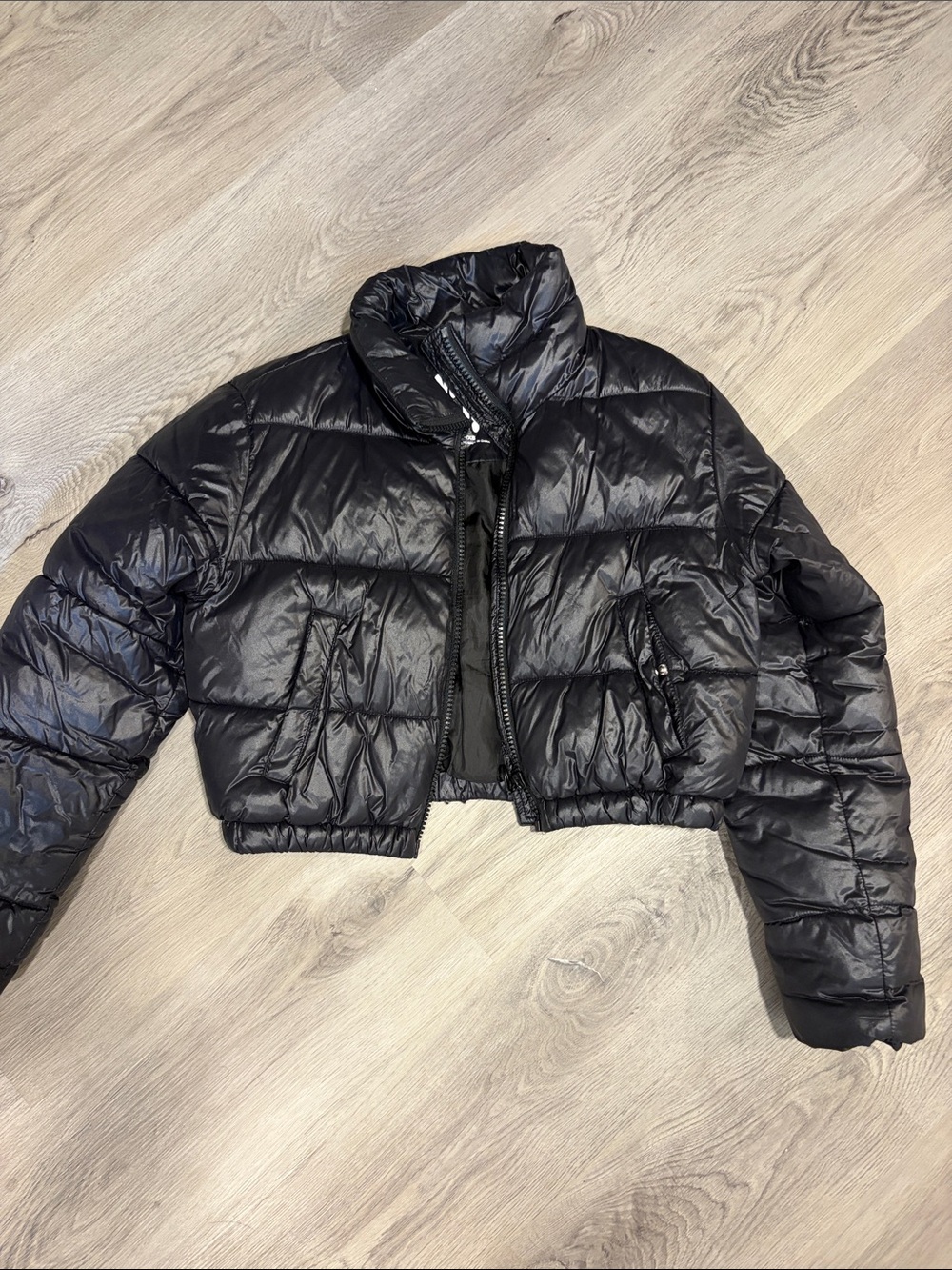 Garage Black Cropped Puffer Jacket